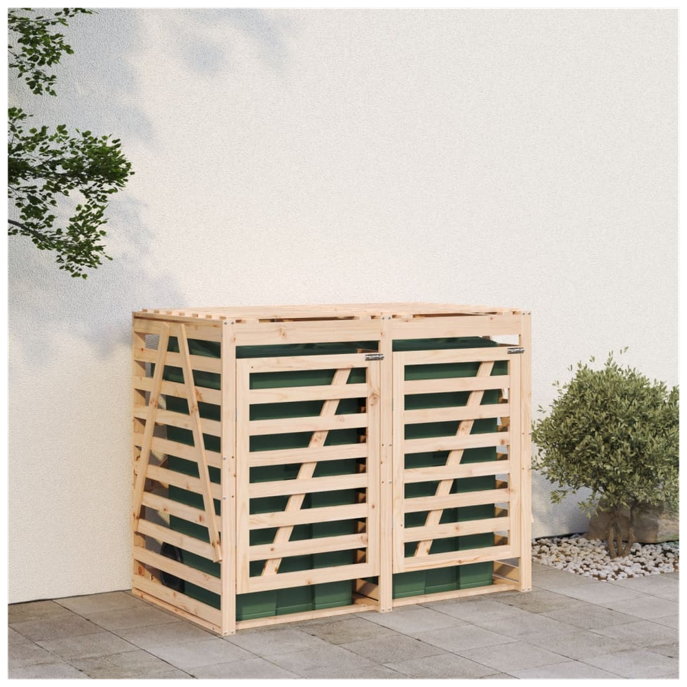 vidaXL Double Wheelie Bin Storage Solid Wood Pine - anydaydirect