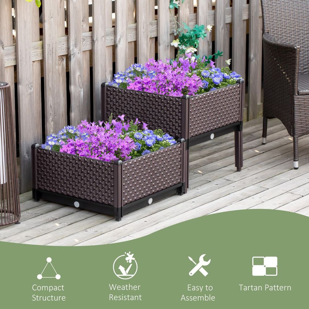 2-Piece Raised Garden Bed Planter Box for Flowers, Vegetables, Herbs - anydaydirect