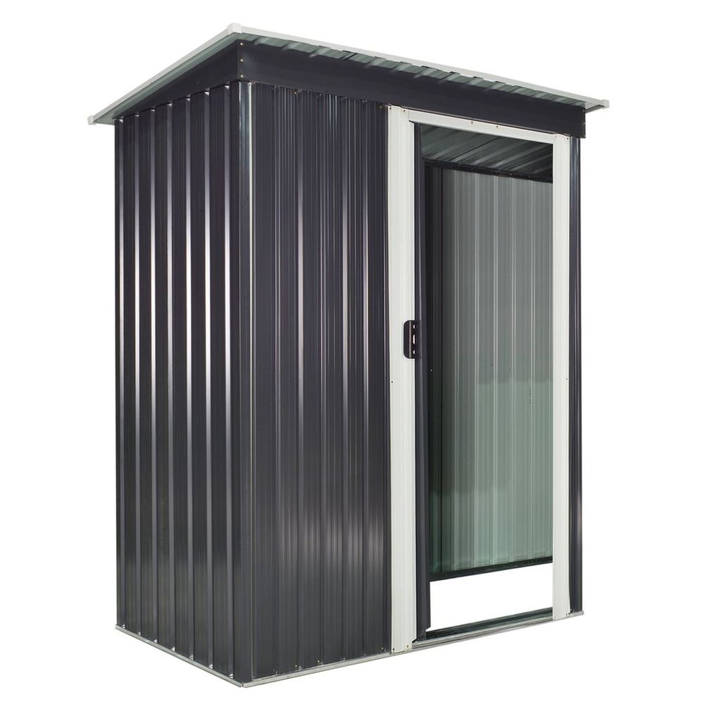 Outsunny 5x3ft Garden Storage Shed with Sliding Door - Black - anydaydirect