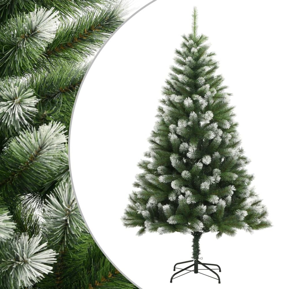 vidaXL Artificial Hinged Christmas Tree with Flocked Snow 4ft to 8ft - anydaydirect