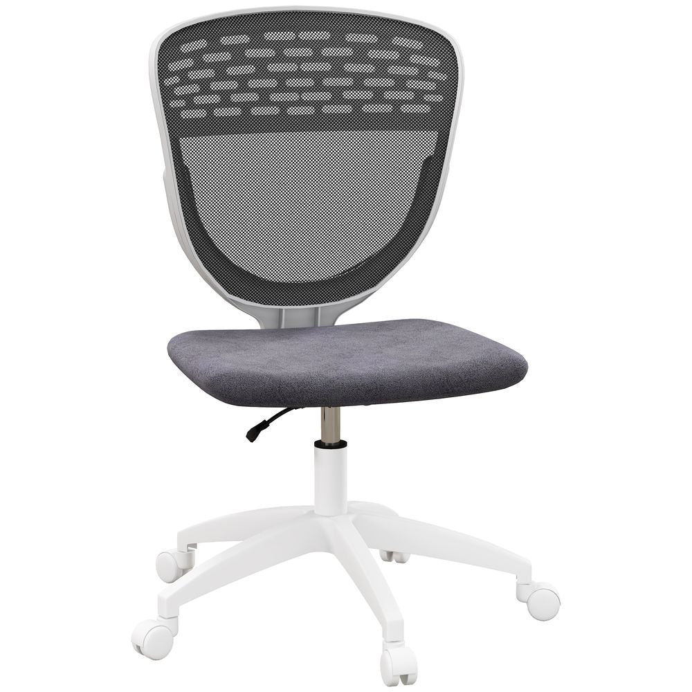 Vinsetto Desk Chair, Height Adjustable Mesh Office Chair with Wheels, Grey - anydaydirect