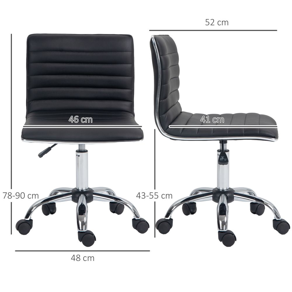 HOMCOM Armless Mid-Back Adjustable Office Chair with 360 Swivel Black - anydaydirect