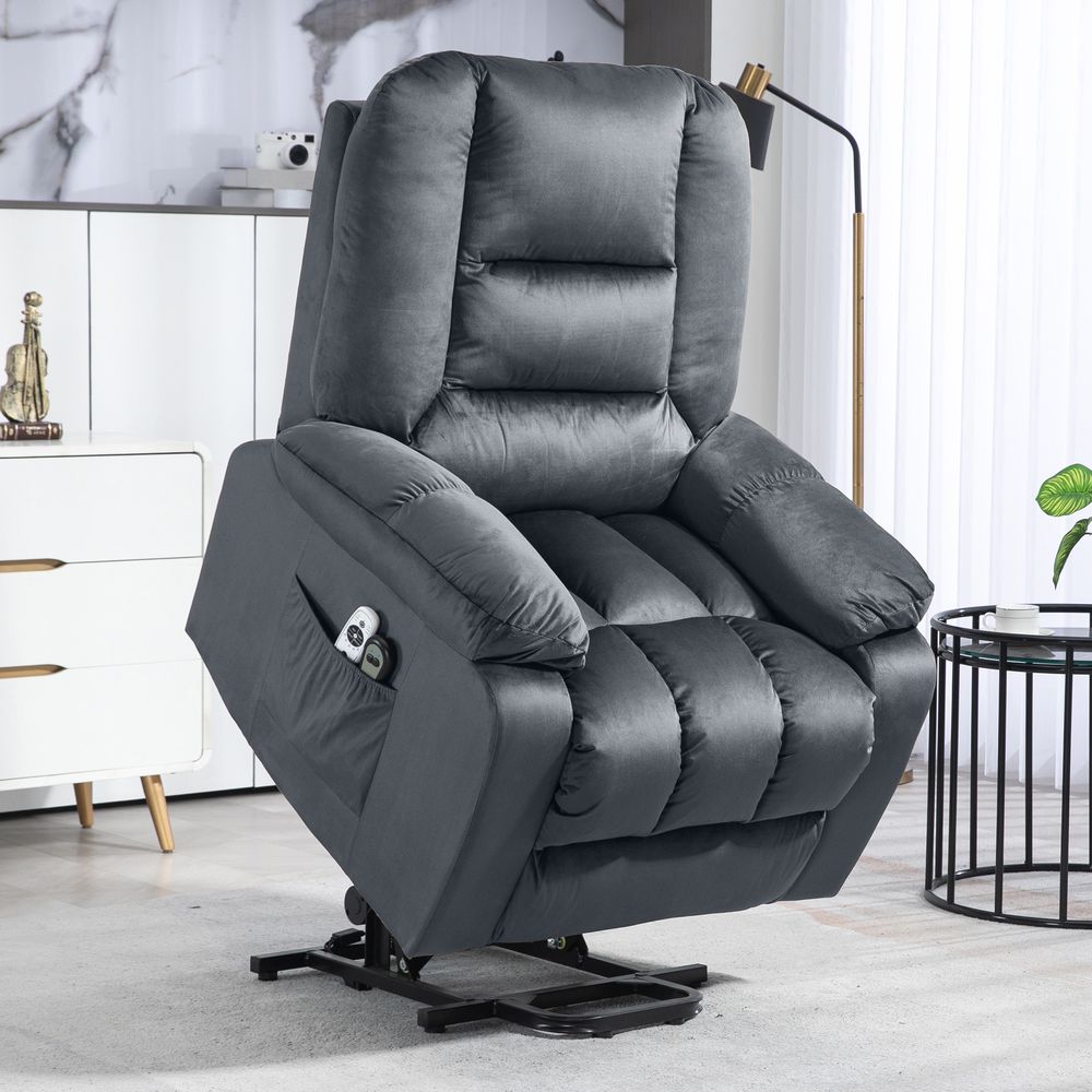 HOMCOM Lift Chair with Vibration Massage, Heat, Quick Assembly, Grey - anydaydirect