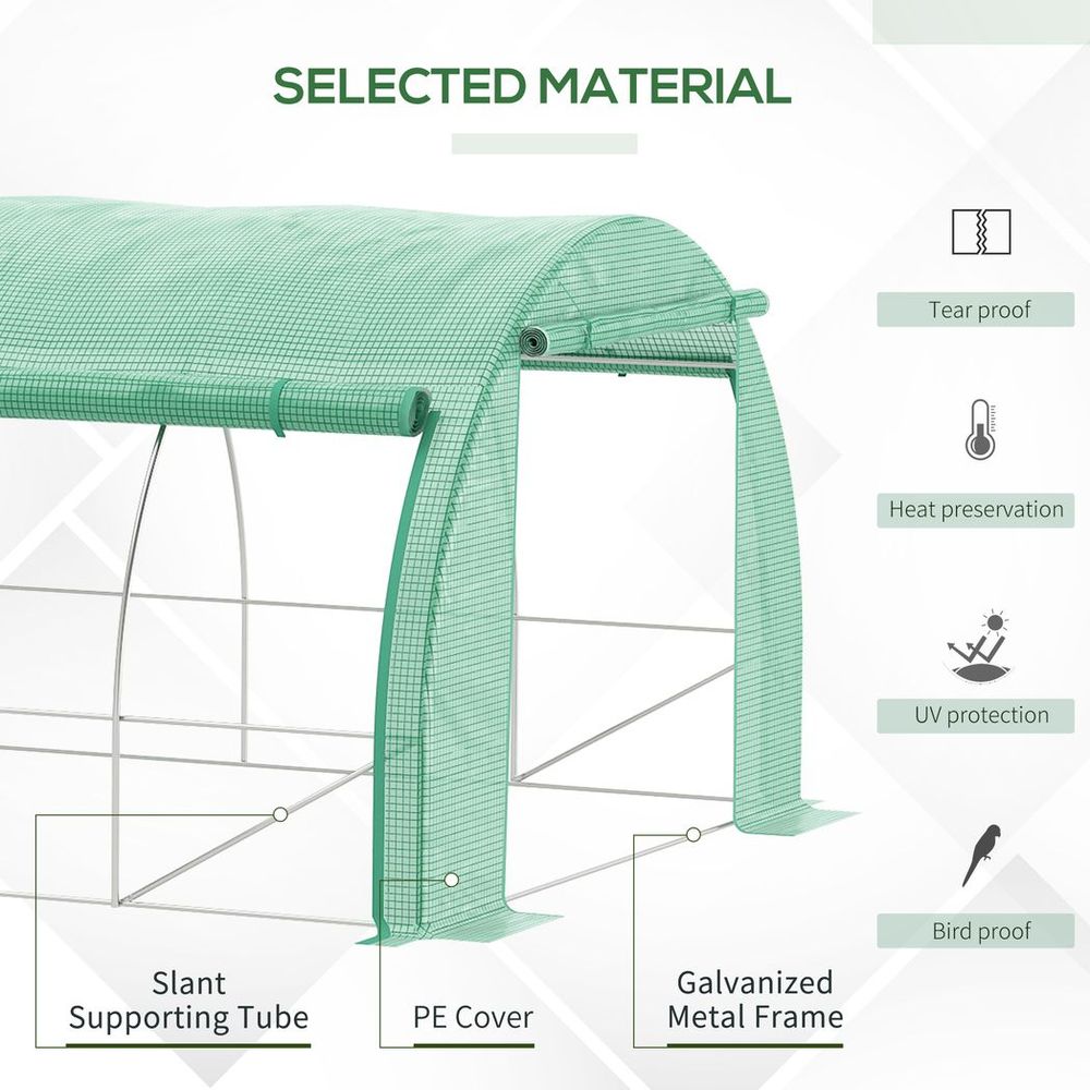 4 x 3 x 2 m Polytunnel Greenhouse Pollytunnel Tent w/ Steel Frame Green - anydaydirect