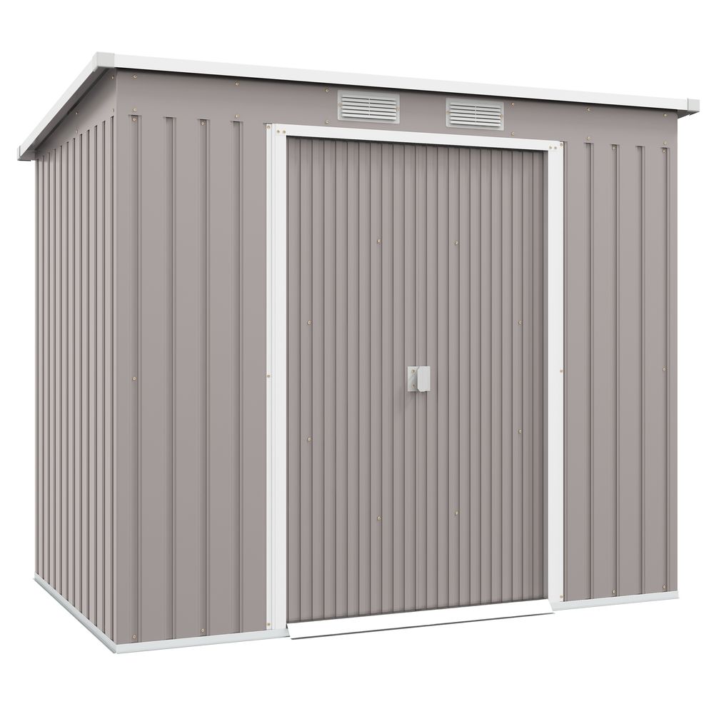 7 x 4ft Metal Garden Storage Shed with Double Door & Ventilation - anydaydirect