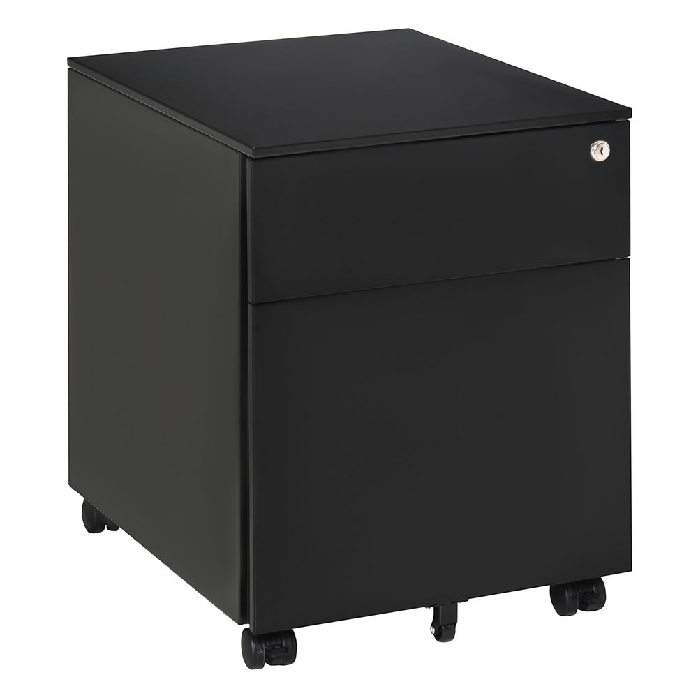 Mobile File Cabinet Steel Lockable  Pencil Tray for A4, Letters Black Vinsetto - anydaydirect