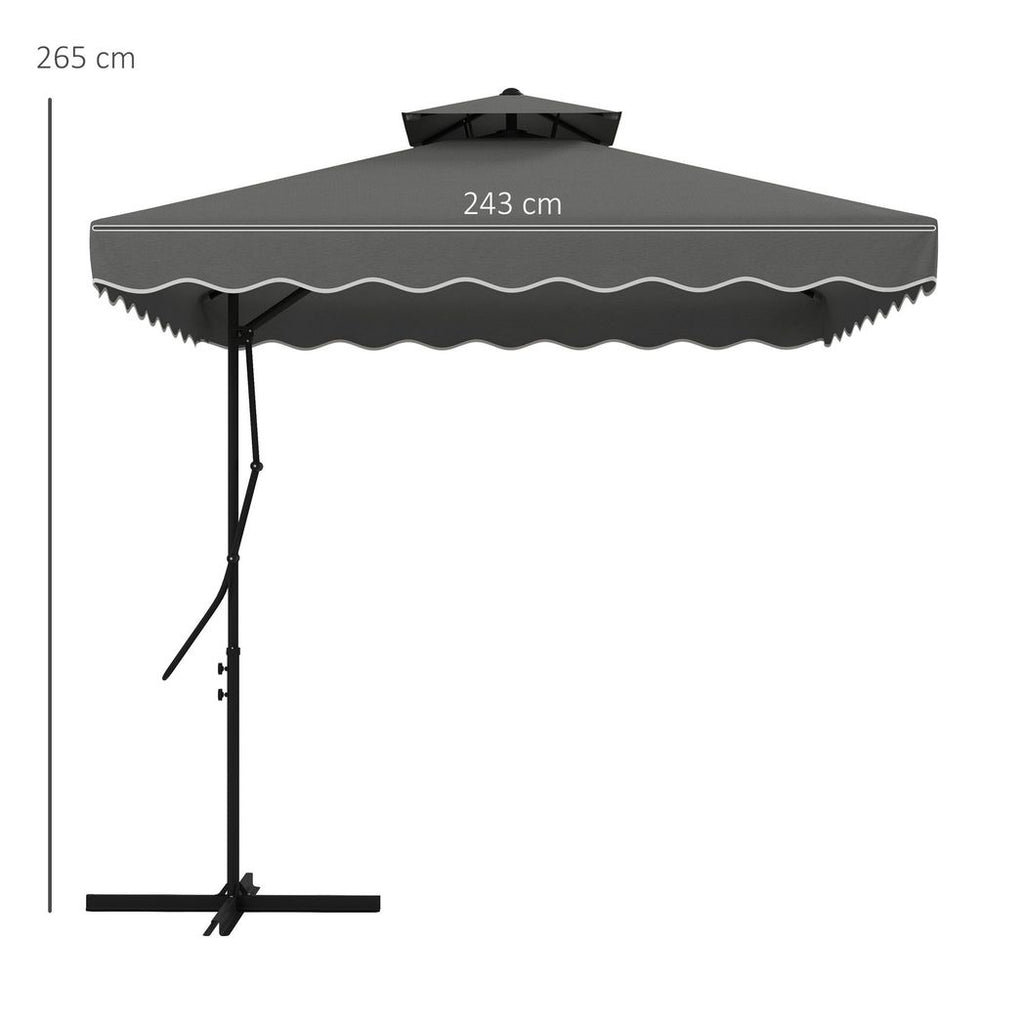 Outsunny 2.5m Square Cantilever Garden Parasol Umbrella with Cross Base, Grey - anydaydirect