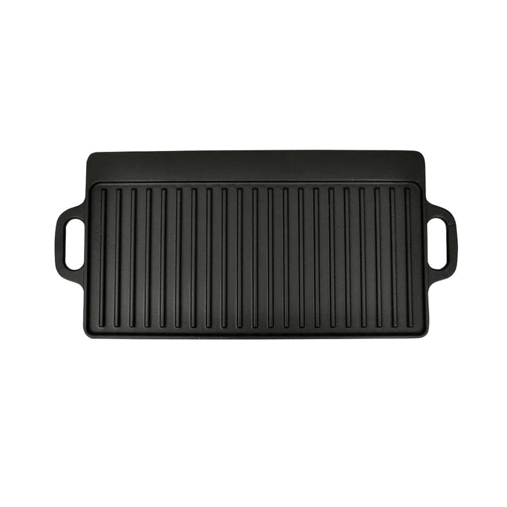 Grill Platter 2 pcs Cast Iron Reversible 38x23 cm - anydaydirect