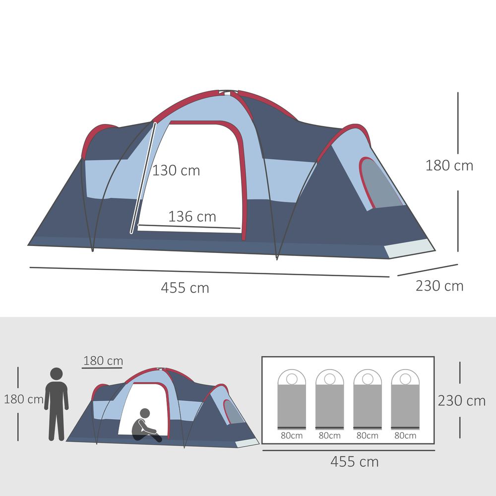 Outdoor  Camping Tent For 5-6 W/ Bag, Fiberglass & Steel Frame Outsunny - anydaydirect