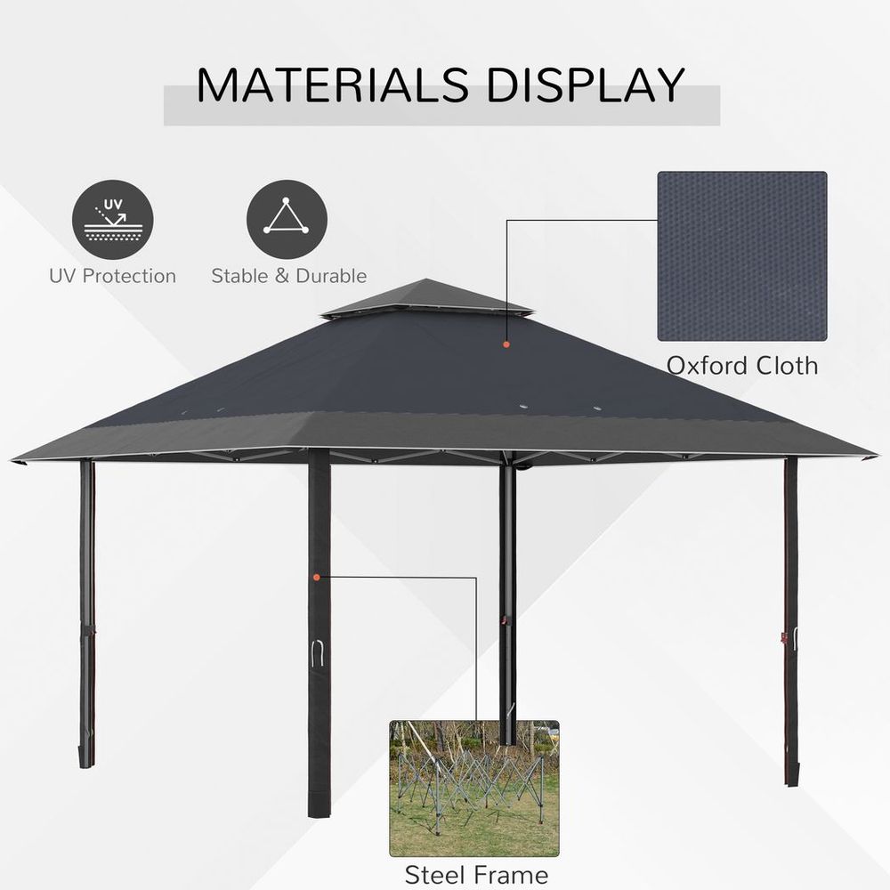 4 x 4m Outdoor Pop-Up Canopy Tent Gazebo Adjustable Legs Bag Grey - anydaydirect