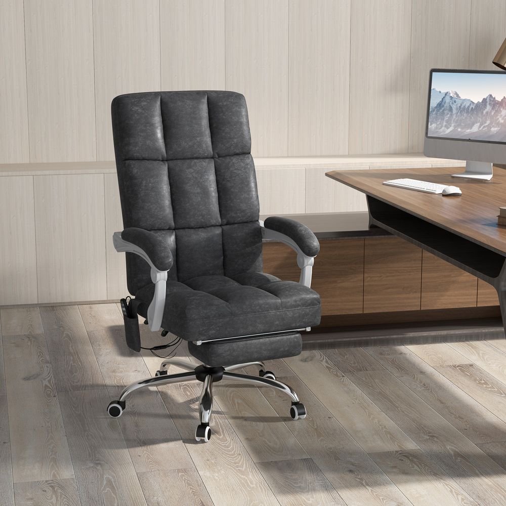 Vinsetto Microfibre Fabric Vibration Massage Office Chair for Home, Grey - anydaydirect