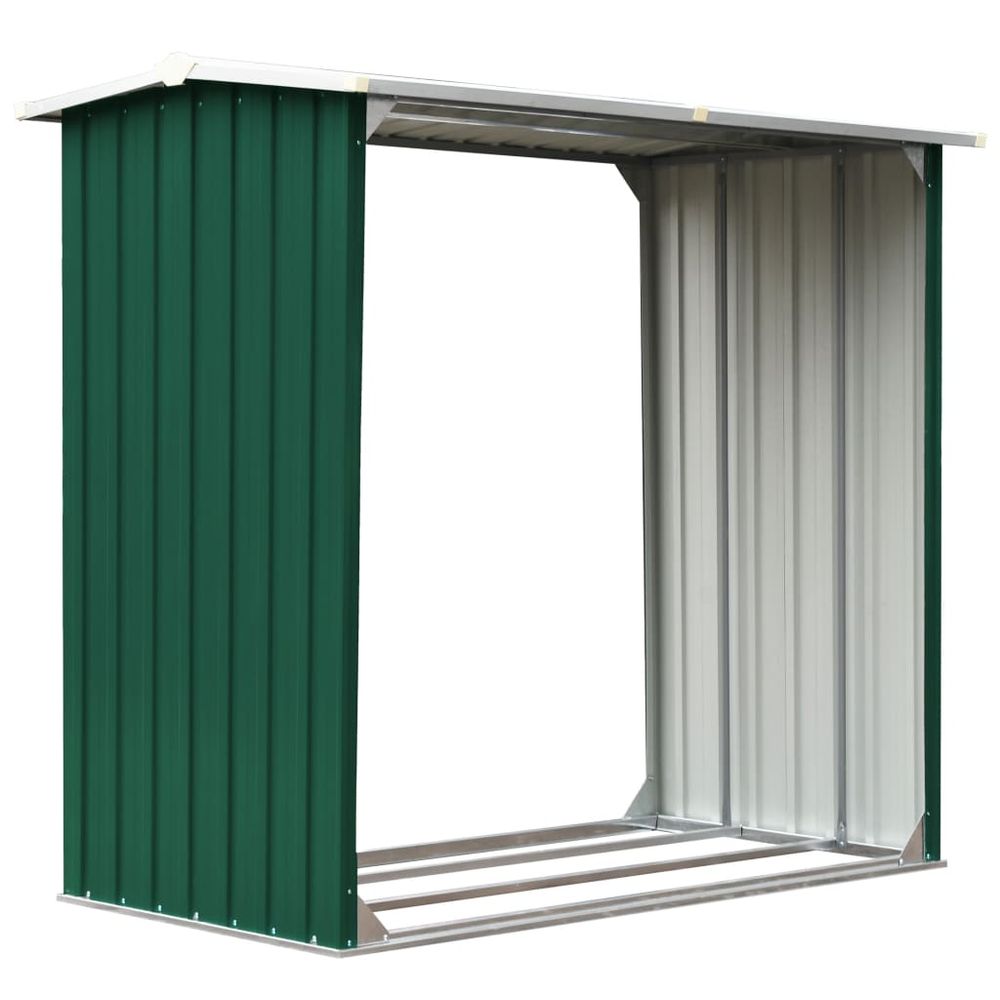 Durable Galvanized Steel Log Storage Shed - 172x91x154 cm Green - anydaydirect