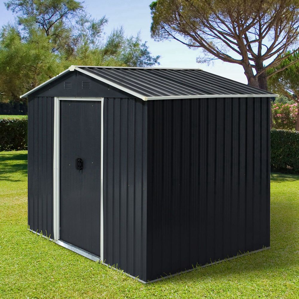 Large Outdoor Metal Storage Shed with Sliding Doors & Ventilation - anydaydirect