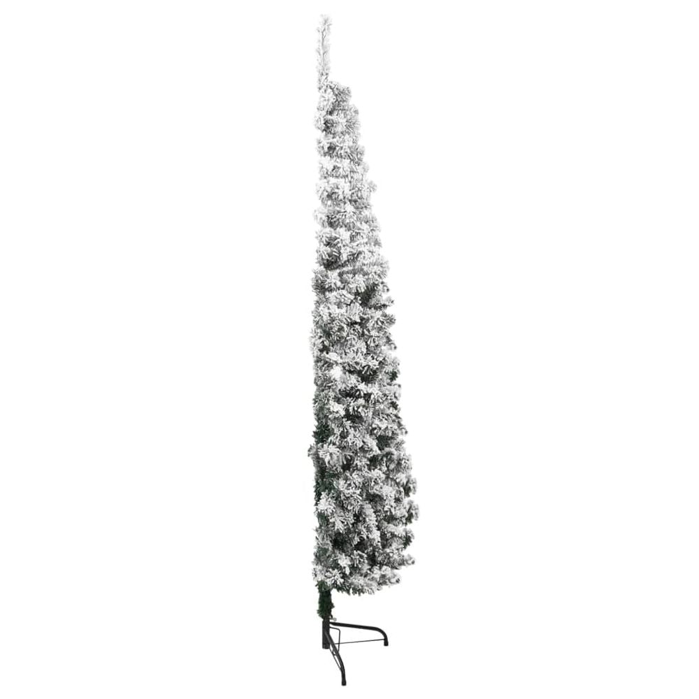 vidaXL Slim Artificial Half Christmas Tree with Flocked Snow 210 cm - anydaydirect