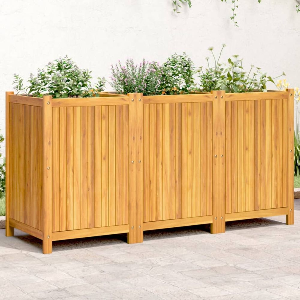 vidaXL Garden Planter with Liner 31x31x30 cm Solid Wood Acacia - anydaydirect