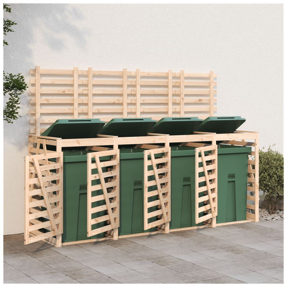 vidaXL Quadruple Wheelie Bin Storage Solid Wood Pine - anydaydirect