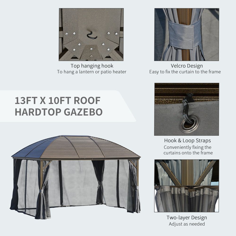 3x4m Gazebo Hardtop Metal Roof Canopy Party Tent & Curtains & Side Walls - anydaydirect