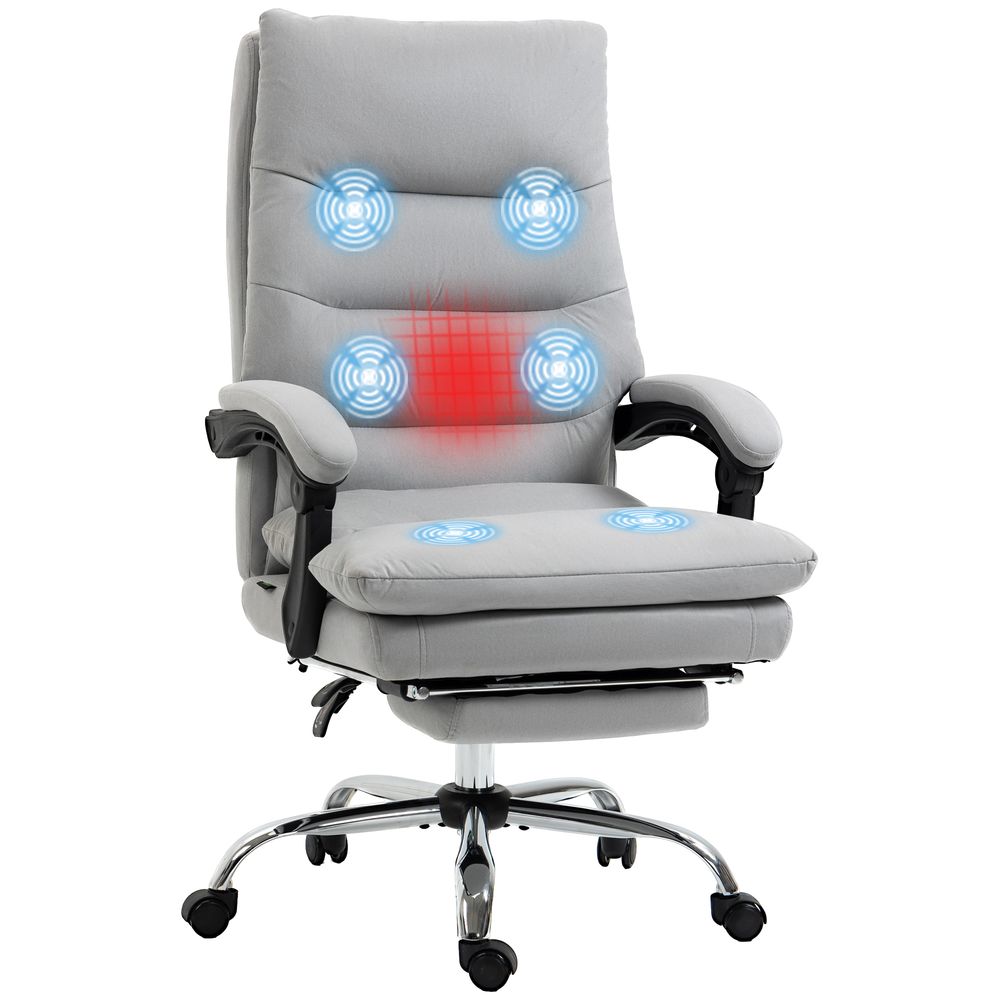 Vinsetto Microfibre Vibration Massage Office Chair with Heat, Footrest, Grey - anydaydirect