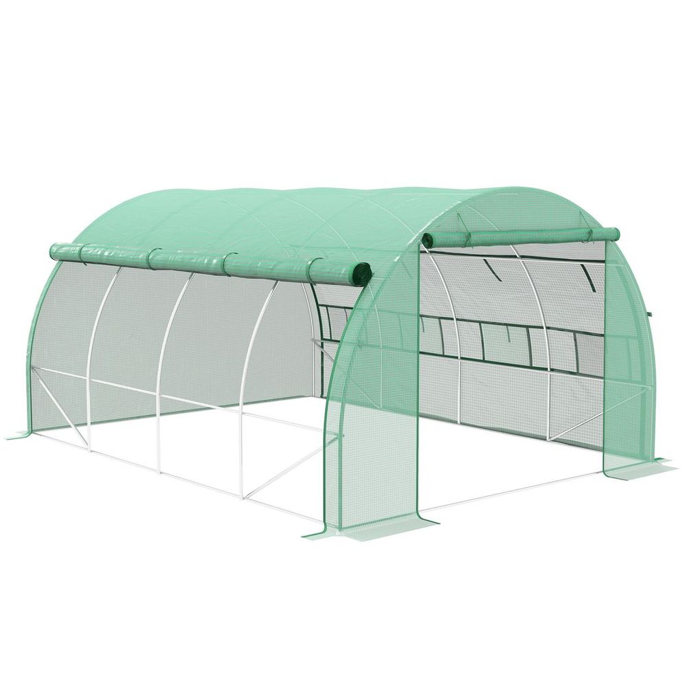 4 x 3 x 2 m Polytunnel Greenhouse Pollytunnel Tent w/ Steel Frame Green - anydaydirect