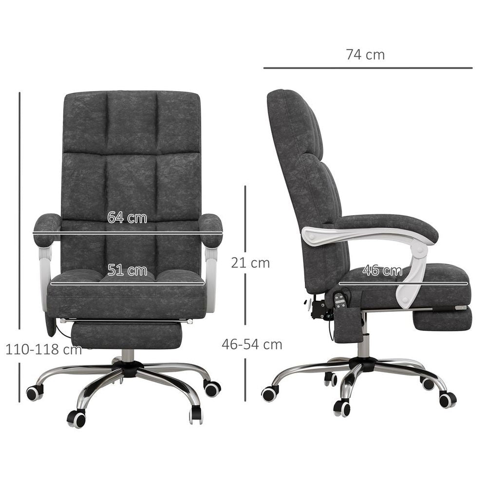 Vinsetto Microfibre Fabric Vibration Massage Office Chair for Home, Grey - anydaydirect