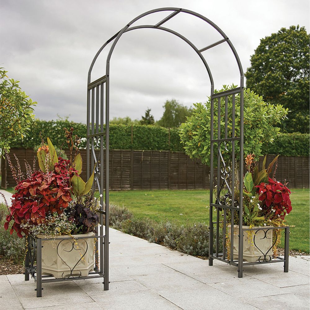 Huntingdon Ornamental Arch with Planters - anydaydirect