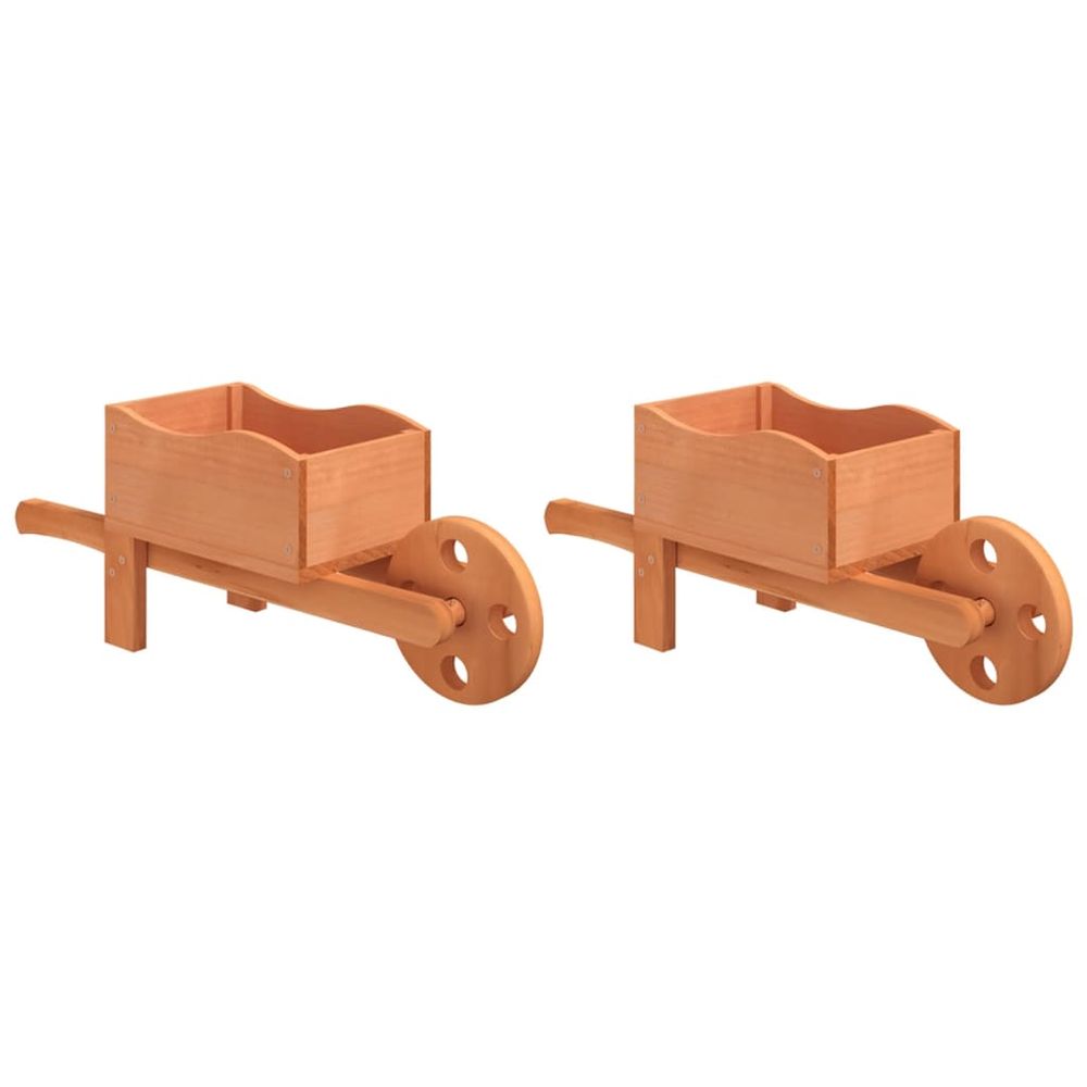 vidaXL Wheelbarrow Planters 2 pcs 47x15x19 cm Solid Wood Fir - anydaydirect