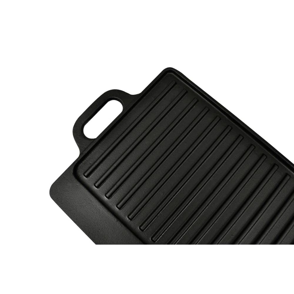 Grill Platter 2 pcs Cast Iron Reversible 38x23 cm - anydaydirect