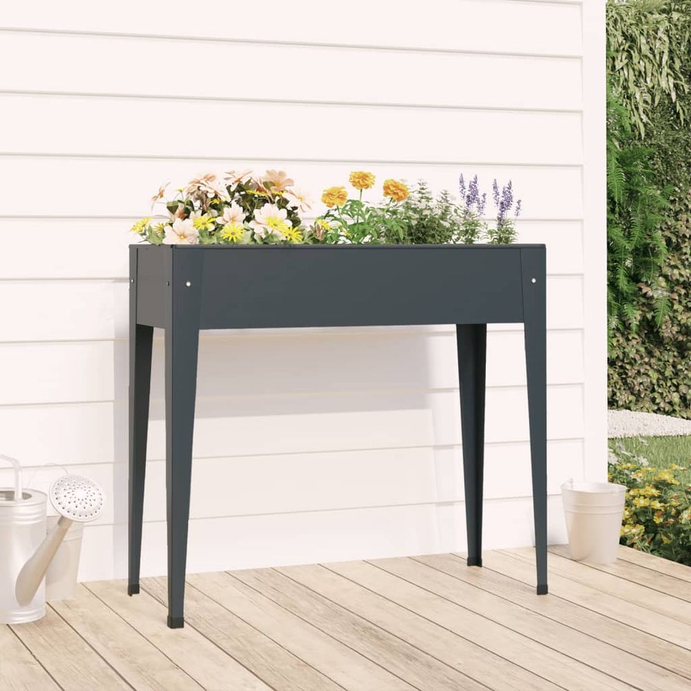 Garden Planter Grey 100.5x40.5x90 cm Galvanised Steel - anydaydirect