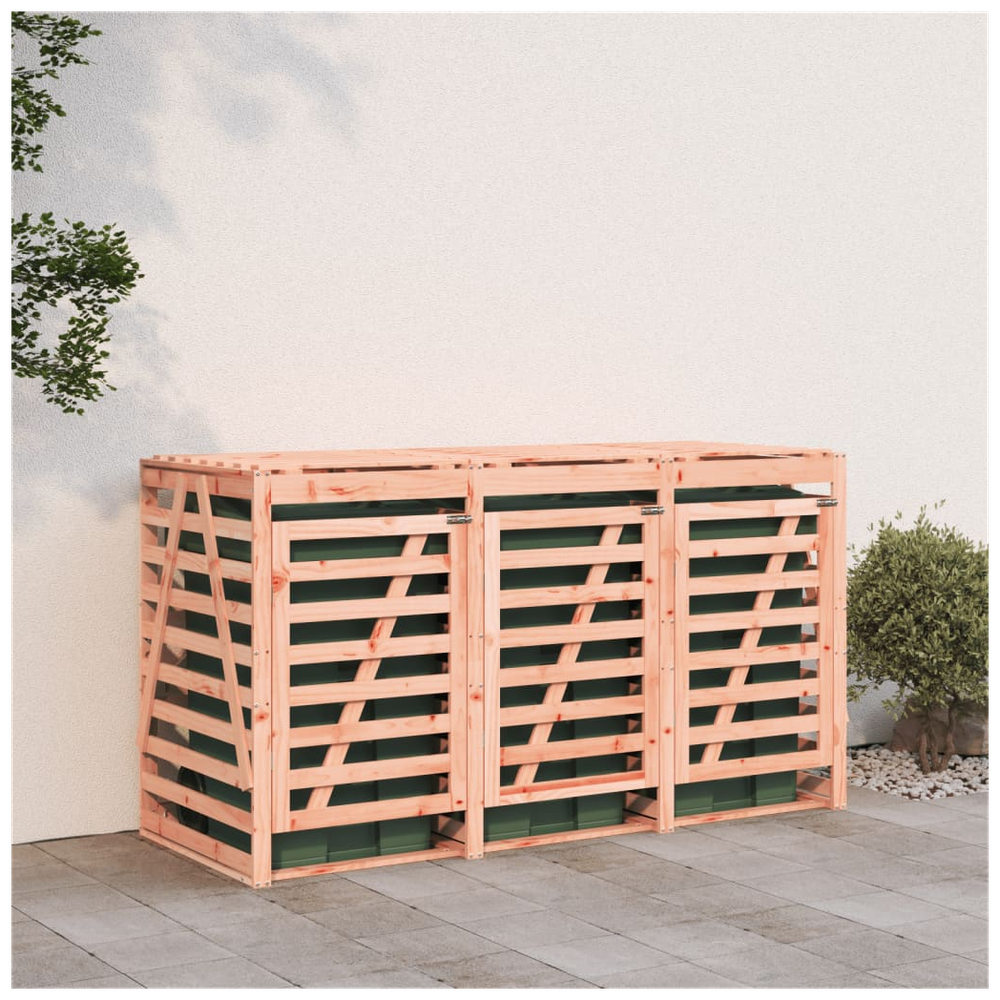 vidaXL Triple Wheelie Bin Storage Solid Wood Douglas - anydaydirect