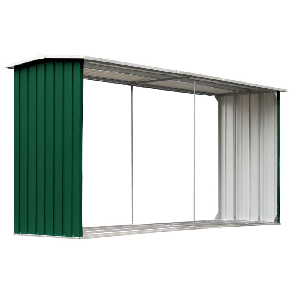 Green Galvanised Steel Garden Log Storage Shed 330x92x153 cm - anydaydirect