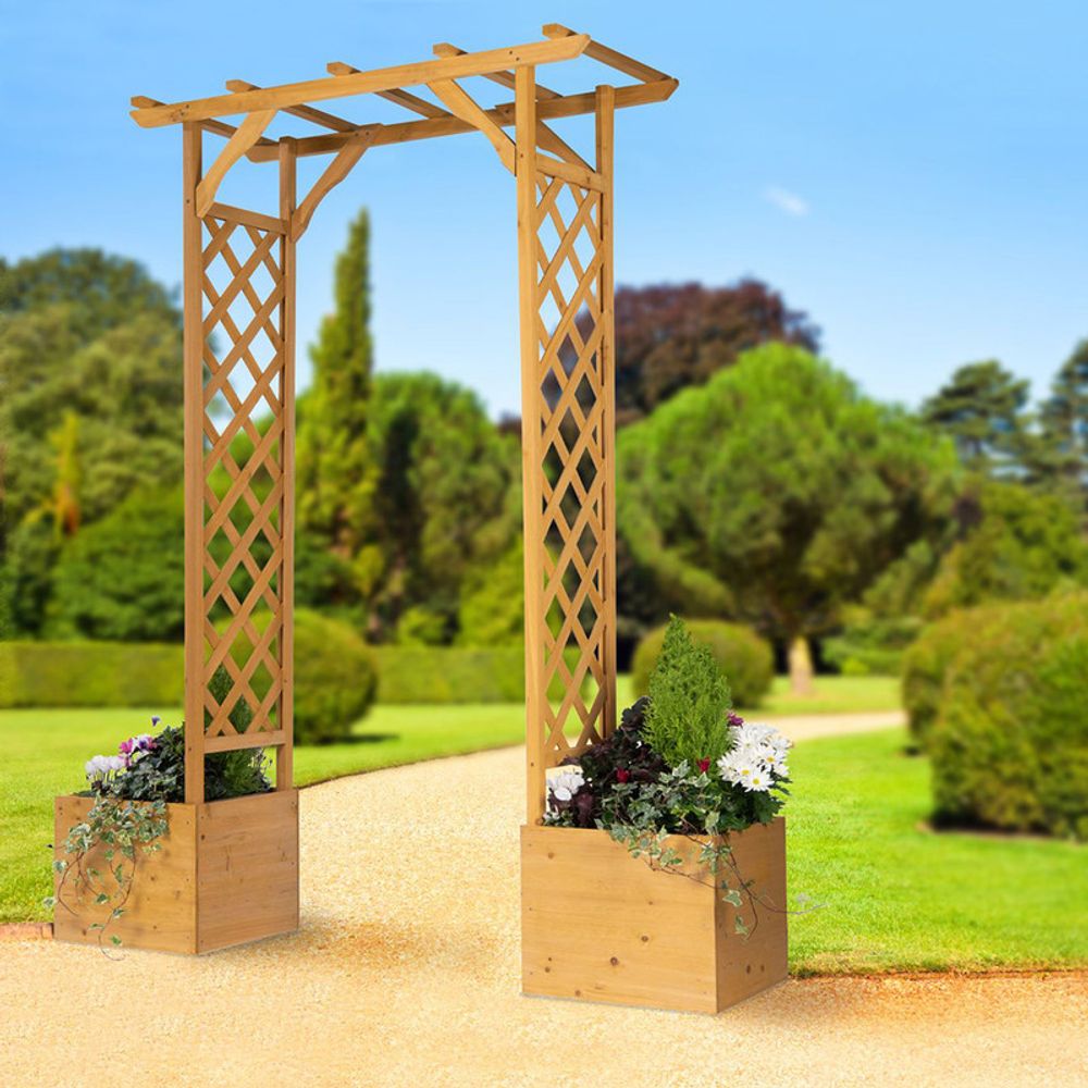 Wooden Arch and Planters - anydaydirect