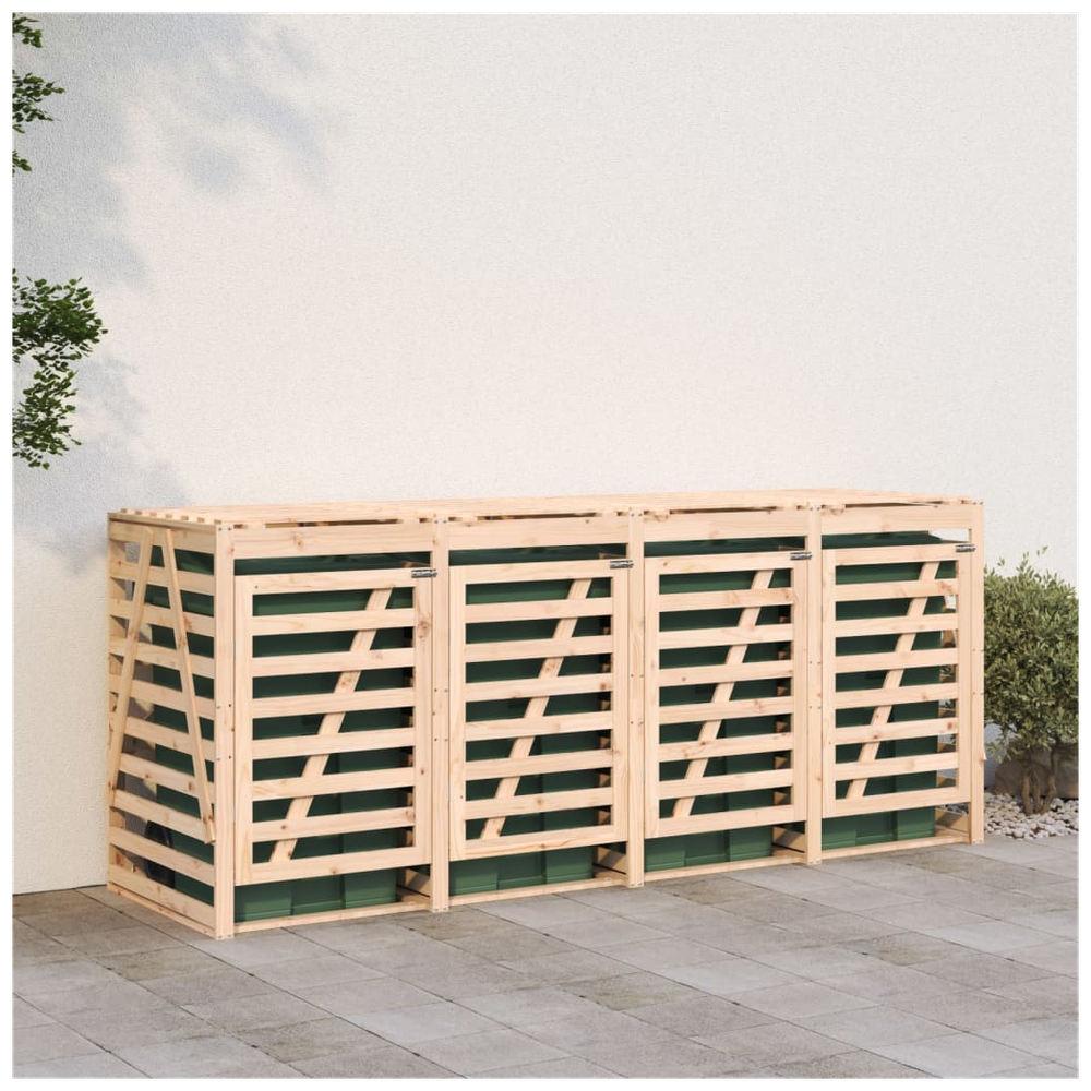 vidaXL Quadruple Wheelie Bin Storage Solid Wood Pine - anydaydirect