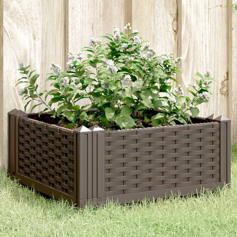 vidaXL Garden Planter with Pegs Brown 42.5x42.5x28.5 cm PP - anydaydirect