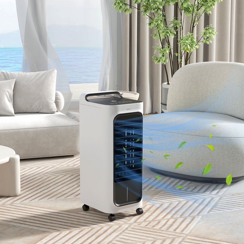 HOMCOM Mobile Air Cooler for Home Office, with Oscillation, Ice Packs - anydaydirect