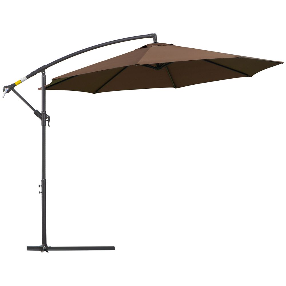 Outsunny 3m Garden Banana Parasol Cantilever Umbrella withCrank& Base - anydaydirect