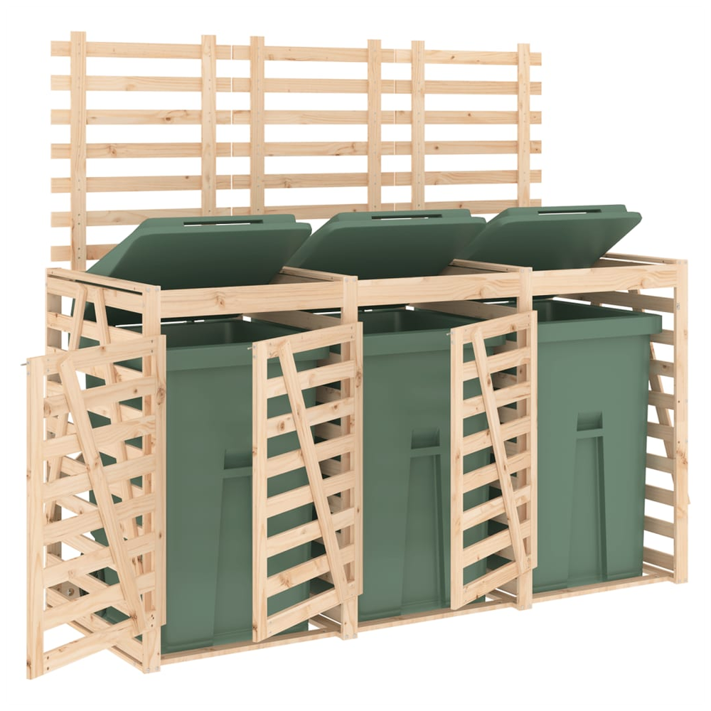 vidaXL Triple Wheelie Bin Storage Solid Wood Pine - anydaydirect