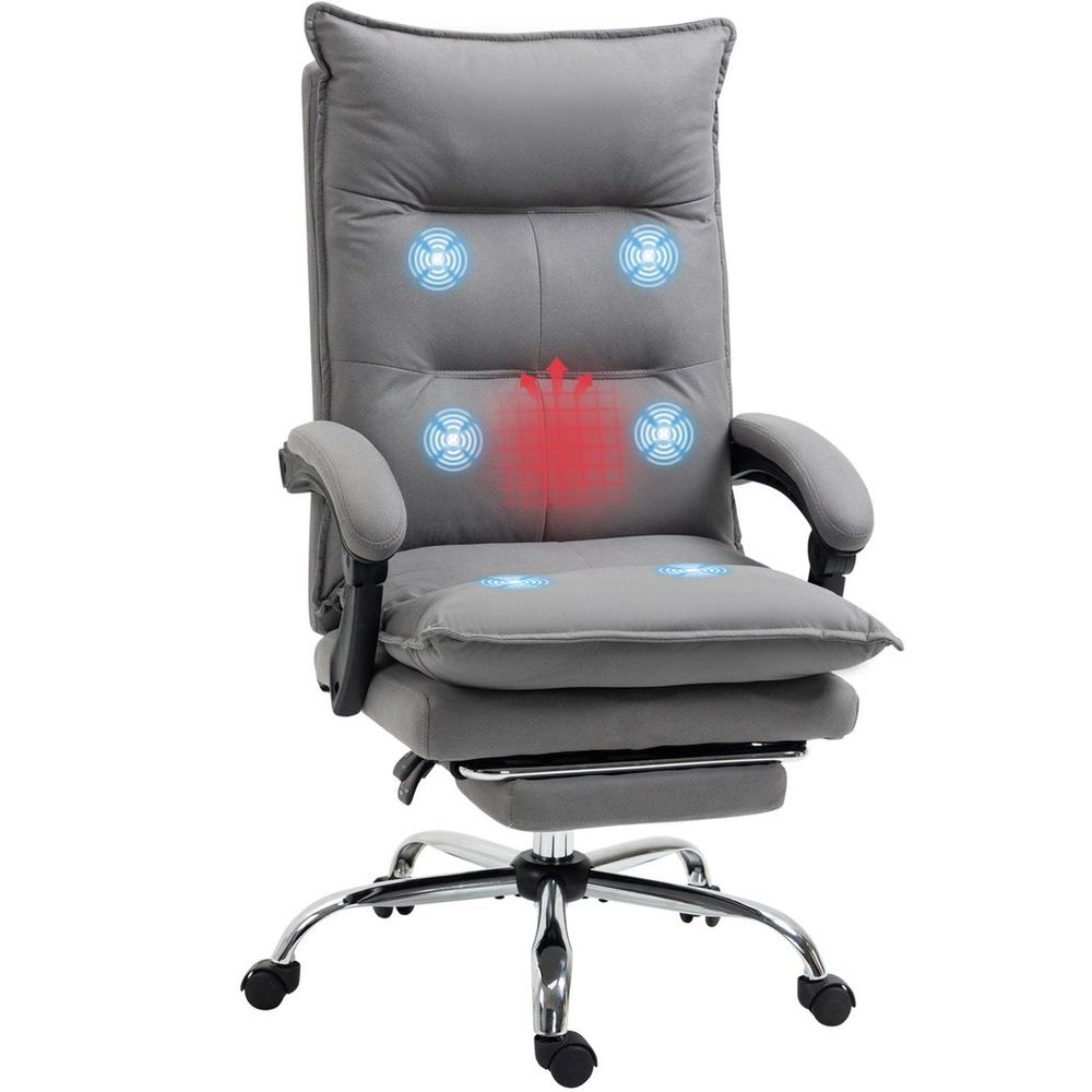 Vinsetto Microfibre Vibration Massage Office Chair with Heat, Footrest, Grey - anydaydirect