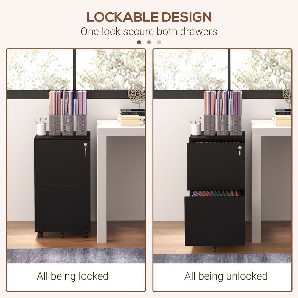 Vinsetto Steel File Cabinet with Lock and Hanging Bar for Letter A4 Legal Size - anydaydirect