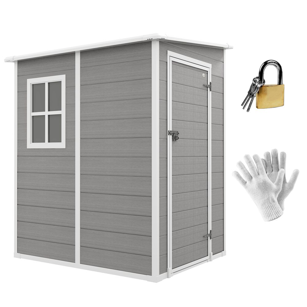 Durable Outsunny 4'x5' Plastic Garden Shed with Lockable Door - anydaydirect