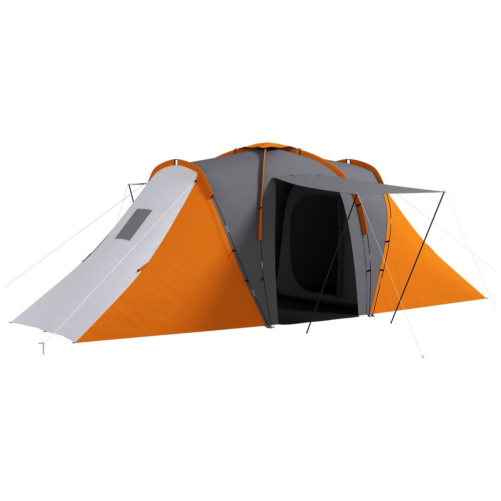 Outsunny 4-6 Man Camping Tent with 2 Bedroom and Living Area, Grey and Blue - anydaydirect