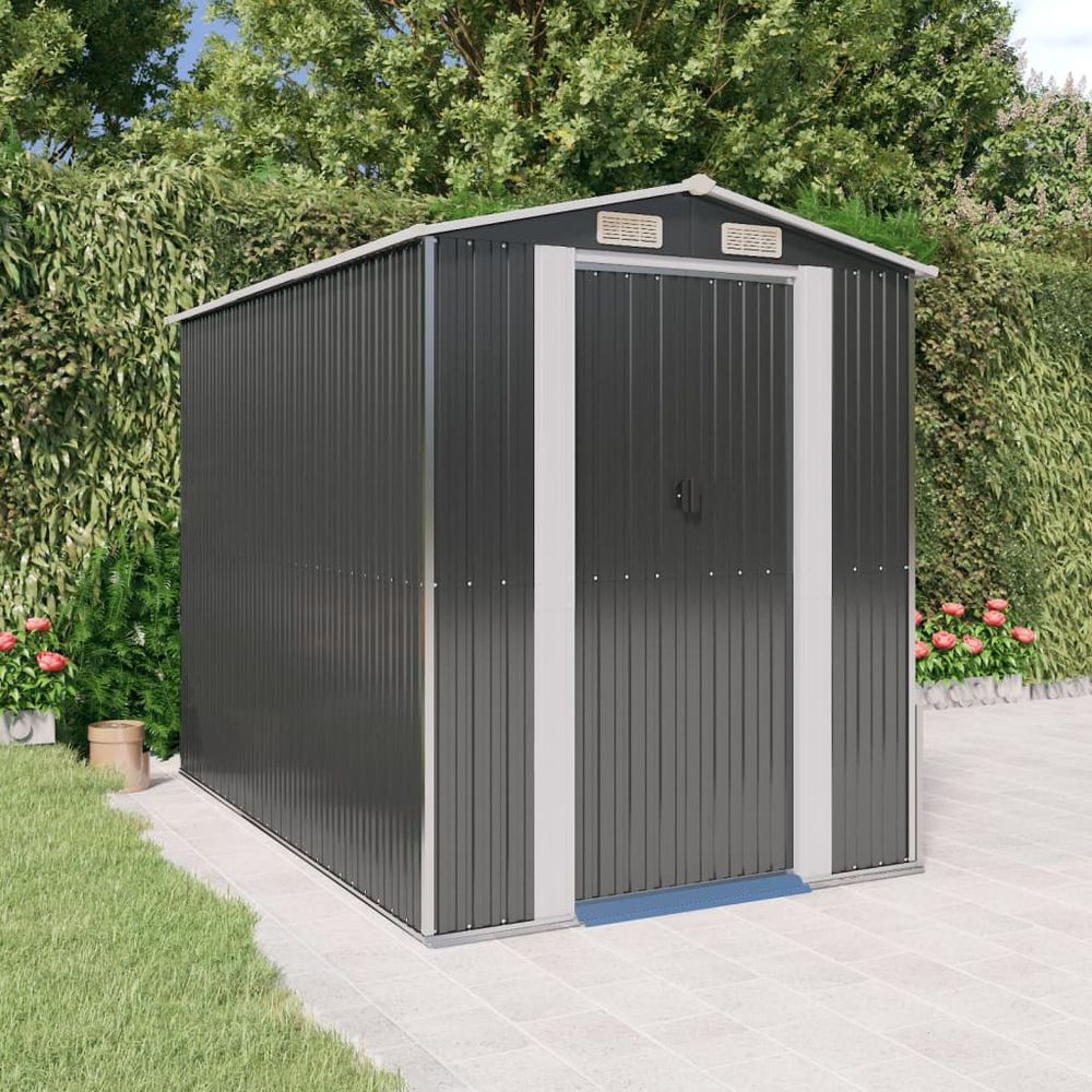 Durable Galvanized Steel Garden Shed 192x108x223 cm Green - anydaydirect