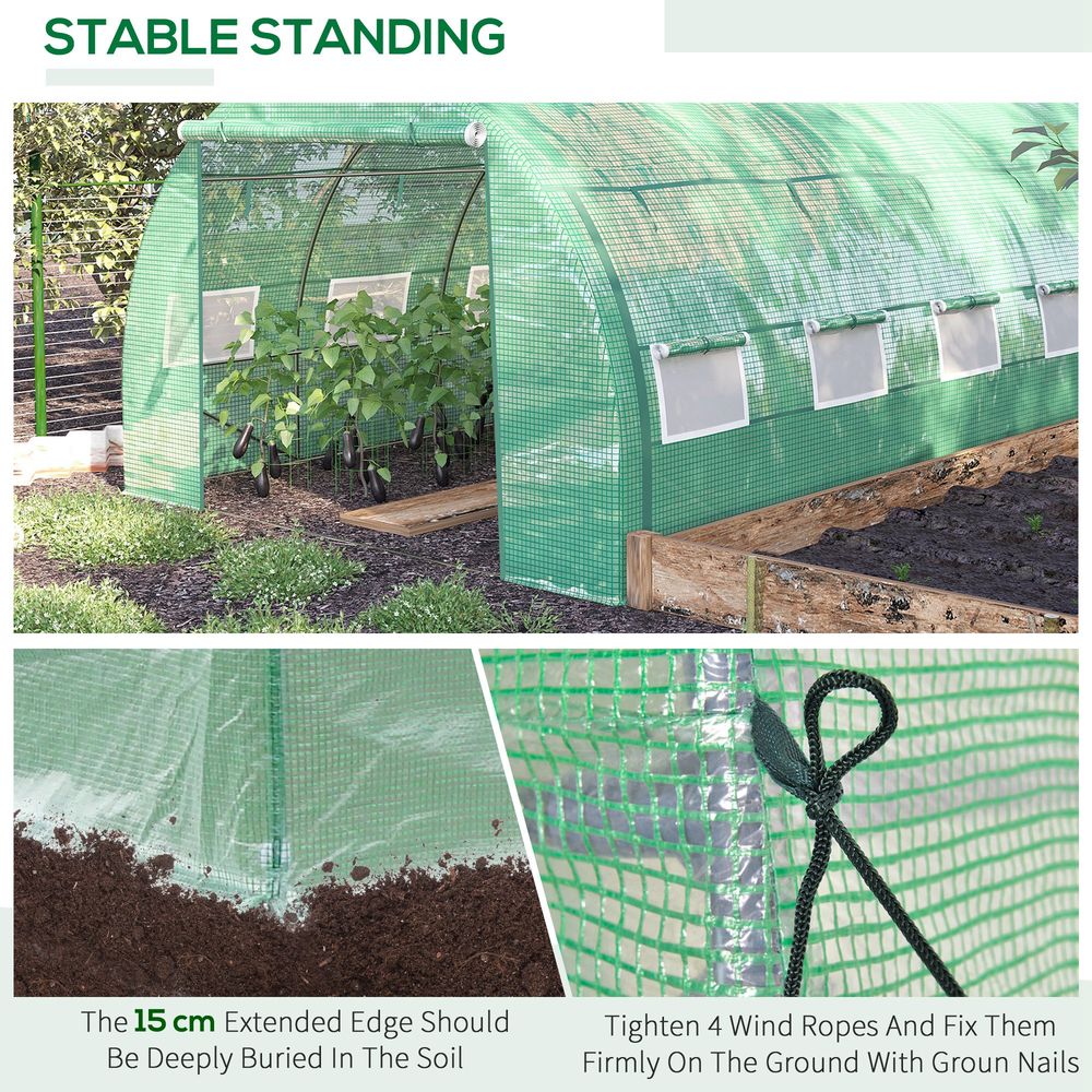 4 x 3 x 2 m Polytunnel Greenhouse Pollytunnel Tent w/ Steel Frame Green - anydaydirect