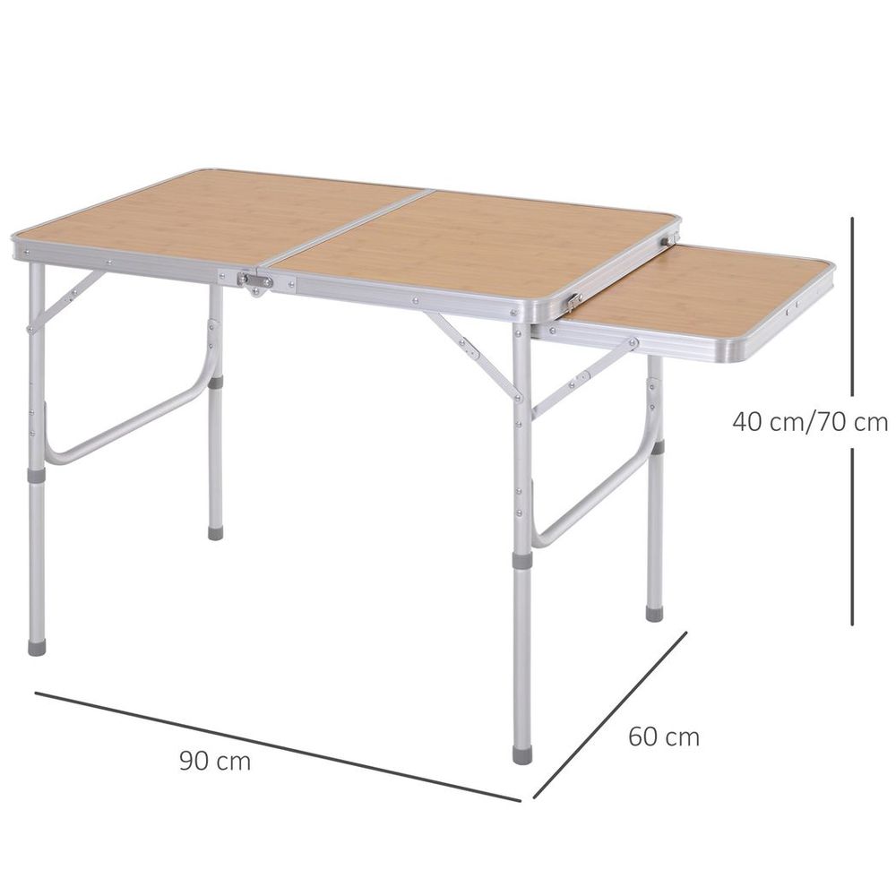 Outsunny 3ft Aluminium Picnic Table w/Side Desktop Outdoor BBQ Party Portable - anydaydirect
