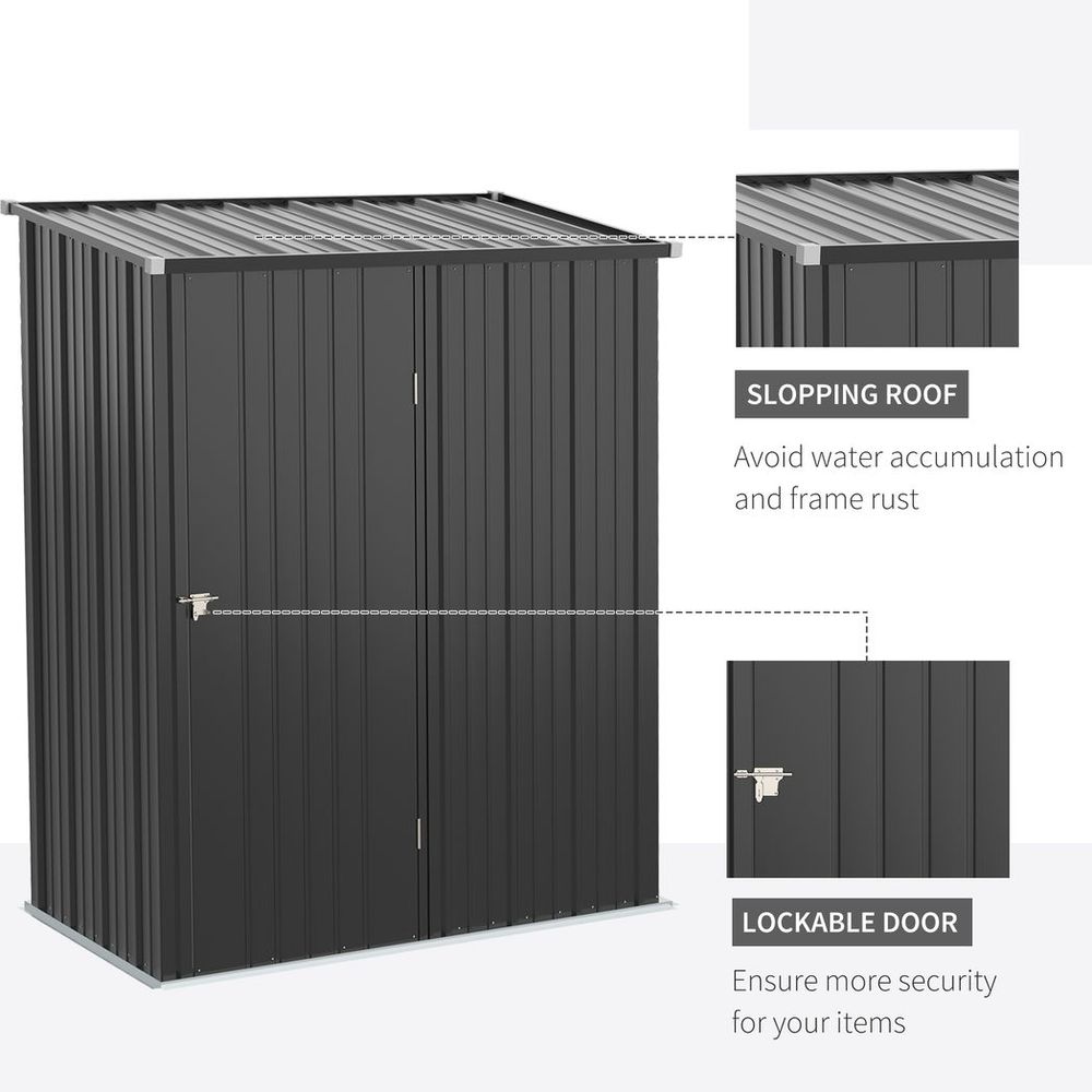 5x3ft Metal Garden Shed with Lockable Door for Outdoor Storage - anydaydirect