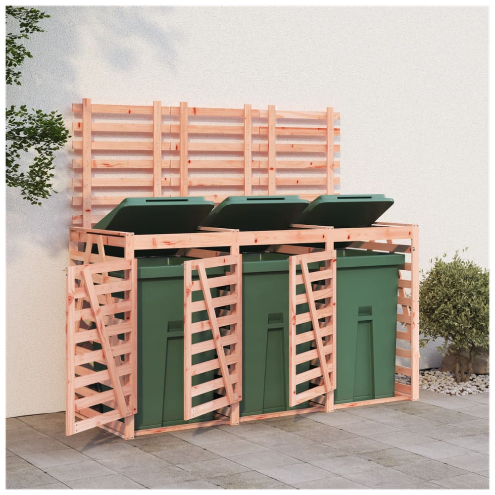 vidaXL Triple Wheelie Bin Storage Solid Wood Douglas - anydaydirect