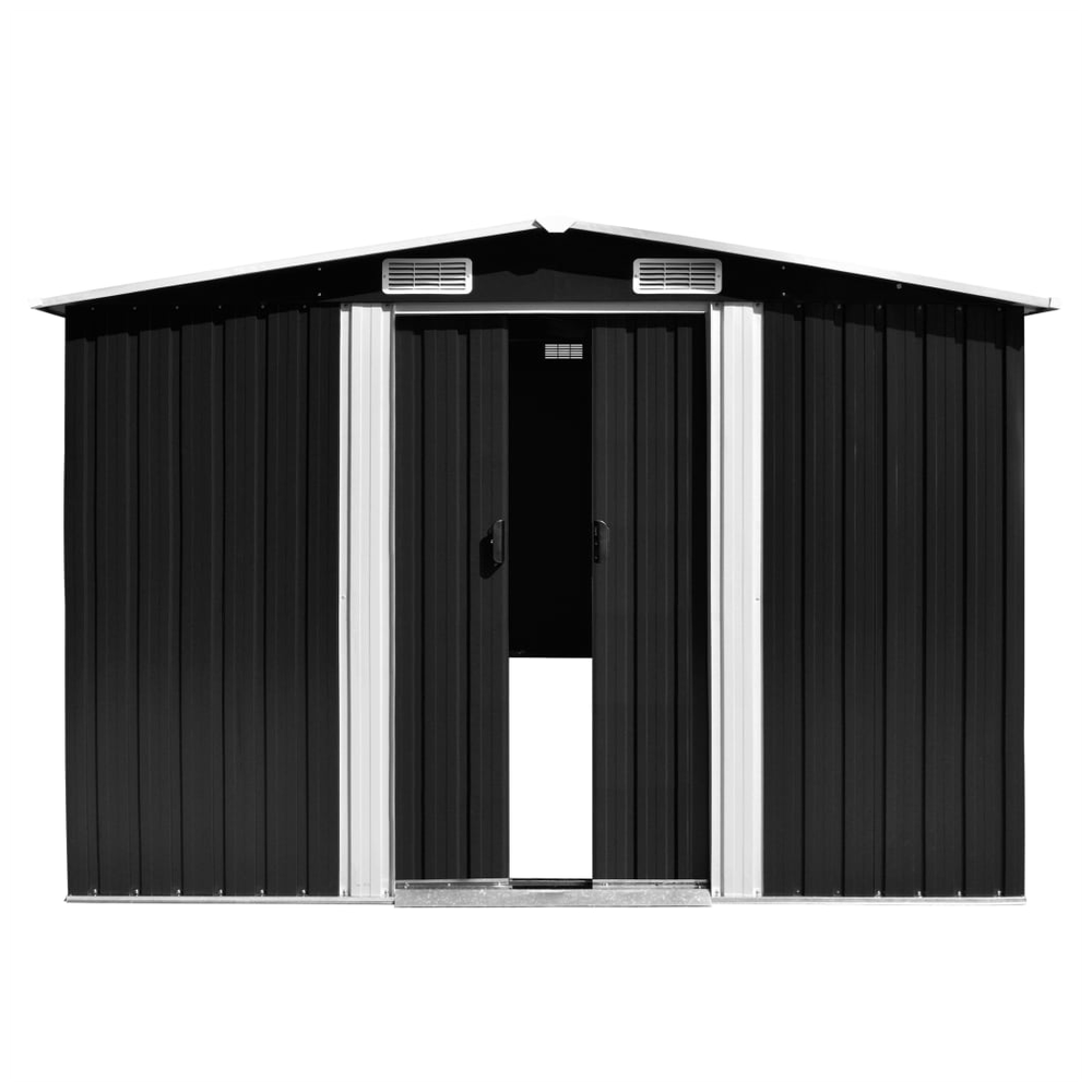 Durable Anthracite Garden Shed 257x990x181 cm Galvanized Steel - anydaydirect