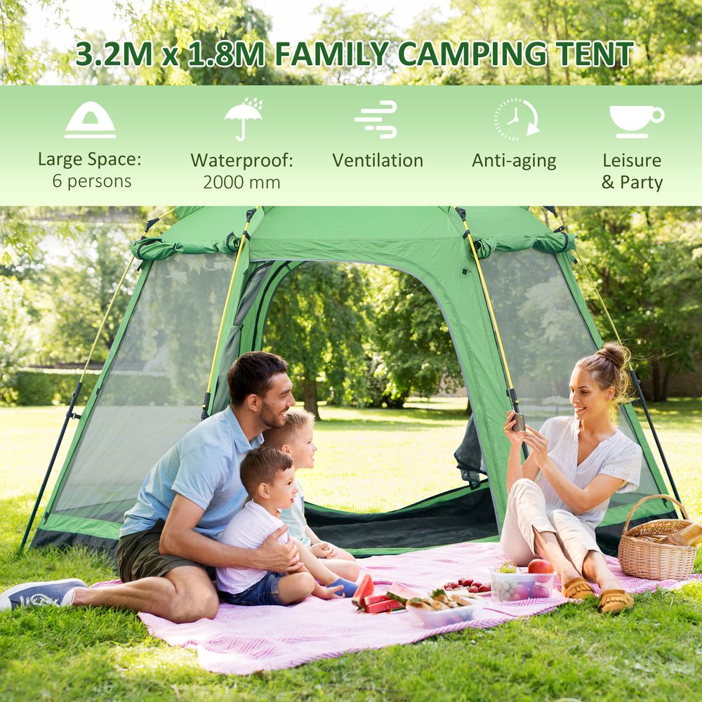 6 Person Camping Tent 2-Tier Pop-up Tent w/ Portable Carry Bag Outsunny - anydaydirect