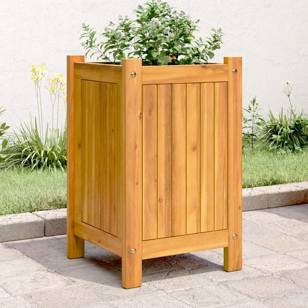 vidaXL Garden Planter with Liner 31x31x30 cm Solid Wood Acacia - anydaydirect