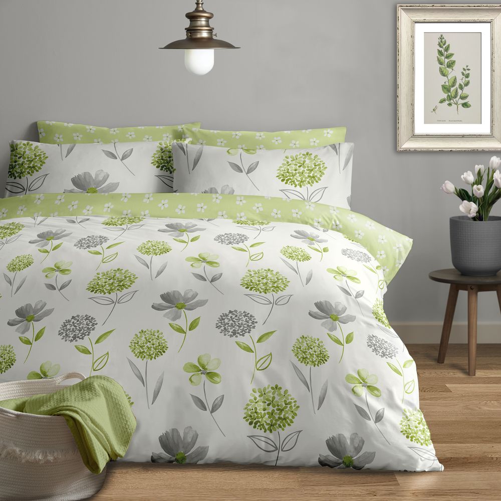 Caroline Floral 200 Thread Count Cotton Rich Duvet Set Green - anydaydirect