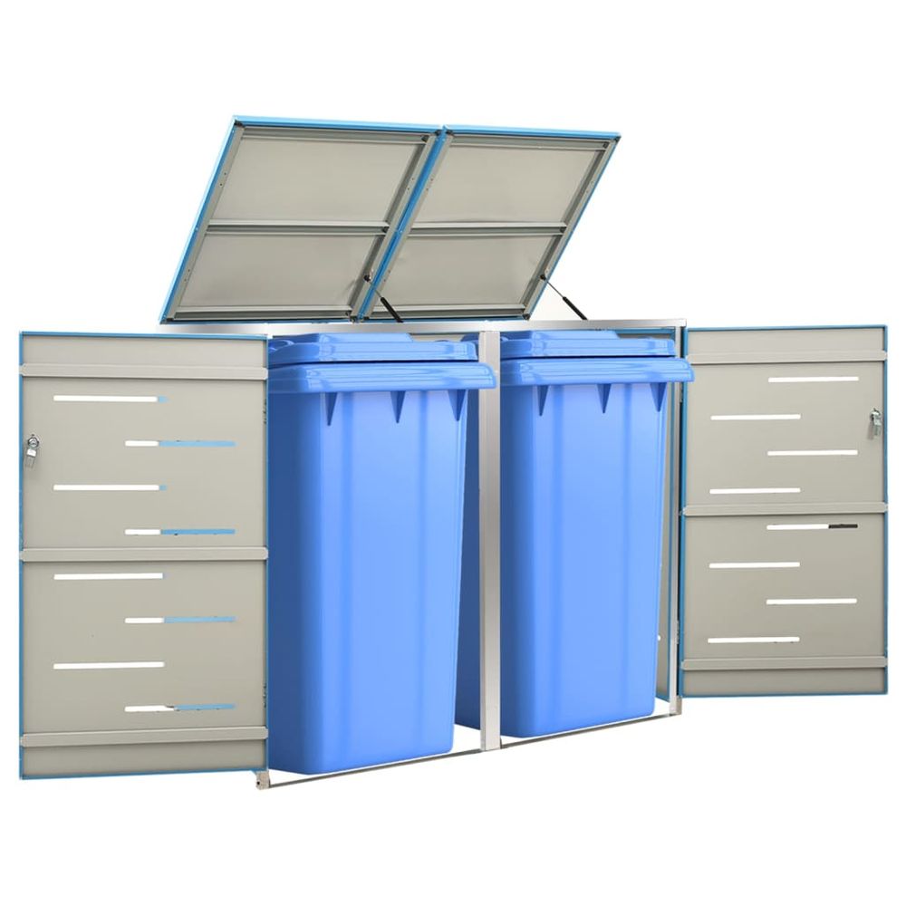 Single to Quadruple Wheelie Bin Shed 69x77.5x115 cm to 276.5 x 77.5 x 115.5 cm Stainless Steel - anydaydirect